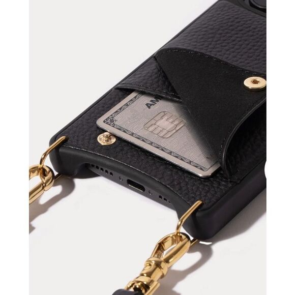 Bandolier Emma Black Leather Crossbody iPhone SE/7/8 Case with Studded Strap - Picture 9 of 12